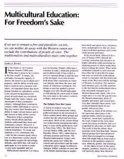 Multicultural Education: For Freedom`s Sake