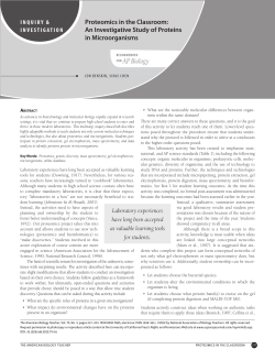 Proteomics in the Classroom: An Investigative Study of Proteins in
