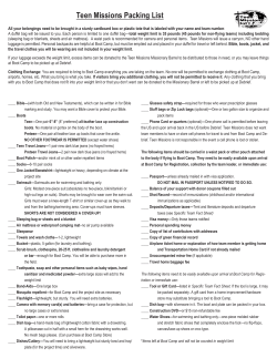 Teen Missions Packing List - Teen Missions International