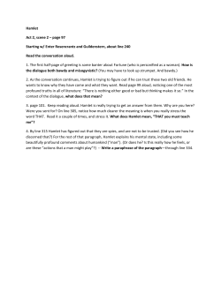 Hamlet Act 2, scene 2 &ndash; page 97 Starting w/ Enter
