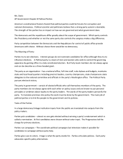 Ms. Davis AP Government Chapter 8 Political Parties America`s