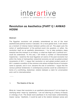 Revolution as Aesthetics [PART I] | AHMAD HOSNI