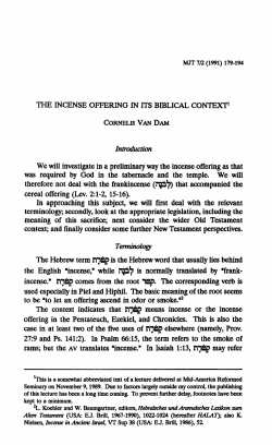 The Incense Offering in its Biblical Context