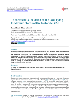 Theoretical Calculation of the Low-Lying Electronic States of the