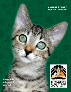 July 1, 2015 &ndash; June 30, 2016 - Hawaii Island Humane Society