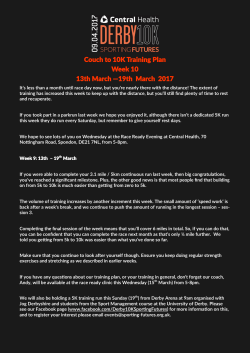 Training plan 10 - 13th March 2017