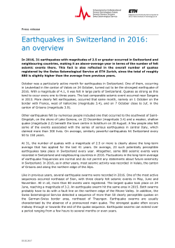 Earthquakes in Switzerland in 2016: an overview