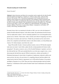 1 Misunderstanding the Swedish Model Svante Nycander* Abstract