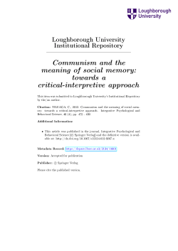 Communism and the meaning of social memory: towards a critical