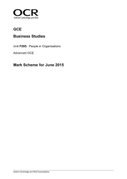 Mark scheme - Unit F295 - People in organisations - June
