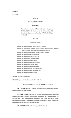 BELIZE No. 5/1/13 SENATE Tuesday, 29th March 2016 10:00 A.M.