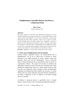 Enlightenment, Scientific Racism and Slavery: A Historical Point