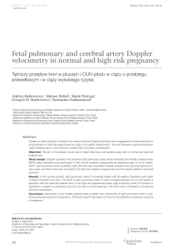 Fetal pulmonary and cerebral artery Doppler velocimetry in normal
