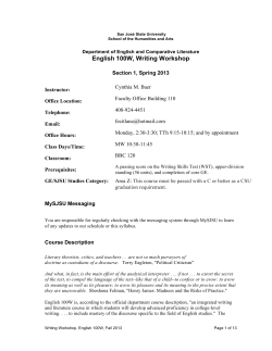 English 100W, Writing Workshop