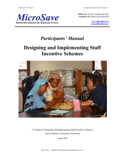 Designing and Implementing Staff Incentive Schemes