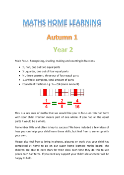 Main Focus: Recognising, shading, making and counting in fractions