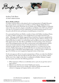 Student Task Sheet: A poet`s reputation