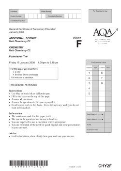 GCSE Science B (Chemistry) Unit 2 (Foundation) Chemistry