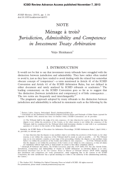 Me&acute;nage a` trois? Jurisdiction, Admissibility and