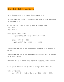 Sec 3.7 Differentials