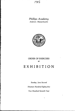 / 1 8 5 Phillips Academy Andover, Massachusetts ORDER OF