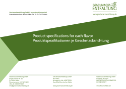 Product specifications for each flavor Produktspezifikationen je