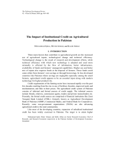 The Impact of Institutional Credit on Agricultural