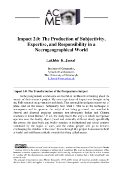 Impact 2.0: The Production of Subjectivity, Expertise