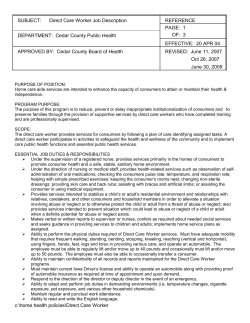 Direct Care Worker Job Description REFERENCE