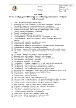 SINOPSIS for the cytology, general histology and embryology