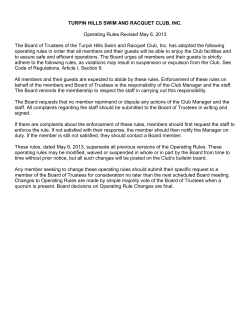 THSRC Operating Rules - Turpin Hills Swim Club