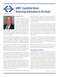 JAMS` Expedited Rules: Returning Arbitration to Its Roots
