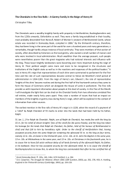 The Chenduits in the Fine Rolls – A Gentry Family in the Reign of