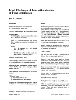 Legal challenges to internationalization of food