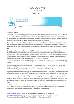 NVPN NEWSLETTER Number 23 May 2012