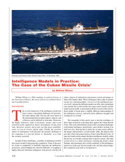 Intelligence Models in Practice: The Case of the Cuban Missile Crisis1