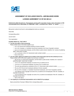 ASSIGNMENT OF EXCLUSIVE RIGHTS&mdash;UNPUBLISHED WORK