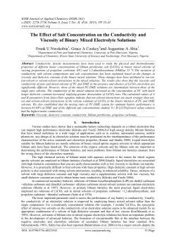 The Effect of Salt Concentration on the Conductivity and Viscosity of