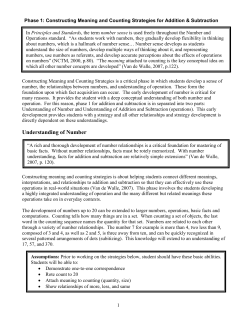 Phase I: Constructing Meaning and Counting Strategies for Addition
