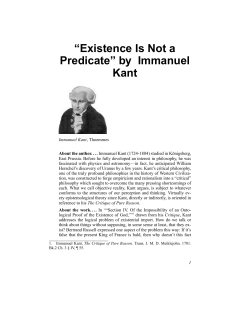 “Existence Is Not a Predicate” by Immanuel Kant