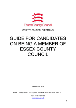 Guide for Candidates on Being a Member of Essex County Council