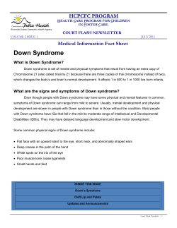 Down Syndrome - Riverside County Public Health Nursing