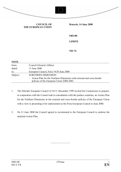 Action Plan for the Northern Dimension with external and