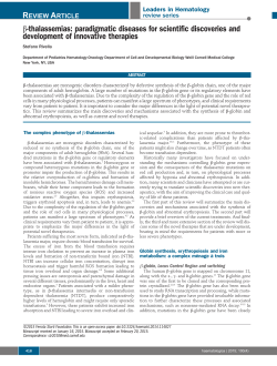 b-thalassemias: paradigmatic diseases for scientific discoveries and