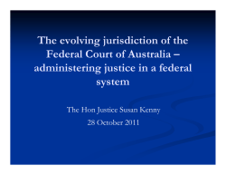 The evolving jurisdiction of the Federal Court of Australia