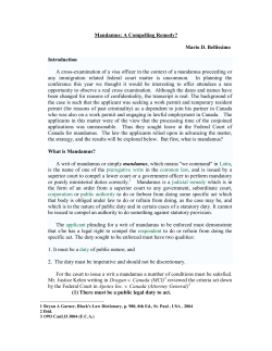 Mandamus: A Compelling Remedy? Mario D. Bellissimo
