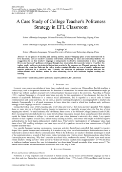 A Case Study of College Teacher`s Politeness Strategy in EFL