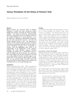 Venous Thrombosis: On the History of Virchow`s Triad