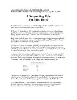 A Supporting Role For Mrs. Dole?