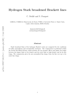 Hydrogen Stark broadened Brackett lines
